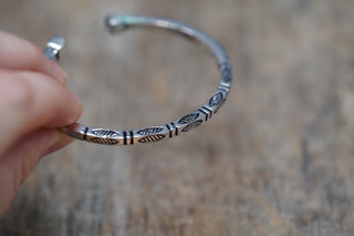 Engraved Silver Cuff Bracelet | Boho Statement Bangle | Adjustable Brass Bracelet | Tribal Inspired Jewellery | Gift for Her