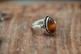 Chunky Tiger Eye Silver Ring, Non Tarnish Silver Plated Women's Ring, Boho Ring Ethnic Style Jewellery