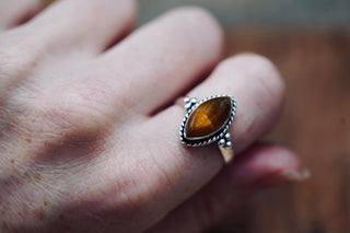 Chunky Tiger Eye Silver Ring, Non Tarnish Silver Plated Women's Ring, Boho Ring Ethnic Style Jewellery