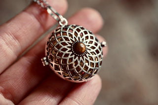 Silver Bola Necklace Turquoise, Gift for Pregnant Woman, Pregnancy Present, Stainless Steel Chain