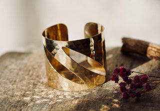 Hammered Brass Cuff Bracelet | Wide Statement Bracelet | Boho Brass Bangle | Textured Open Cuff | Statement Jewellery | Kaali Boutique