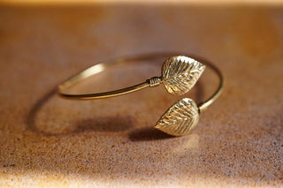 Leaf Bangle Bracelet, Brass Bangle, Botanical Bracelet, Boho Jewellery, Nature Inspired Bracelet, Statement Cuff, Gift for Her