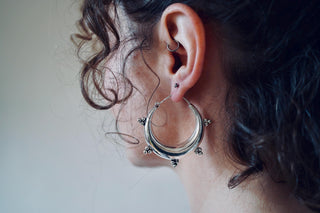 Silver Chunky Hoop Earrings / Ethnic / Rustic / Bohemian / Gold / Gypsy / Spiral / Hippie / Chunky / Festival / style