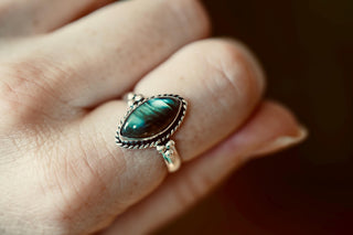 Chunky Labradorite Silver Ring, Non Tarnish Silver Plated Womens Ring, Boho Ring Ethnic Style Jewellery