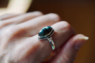 Chunky Labradorite Silver Ring, Non Tarnish Silver Plated Womens Ring, Boho Ring Ethnic Style Jewellery