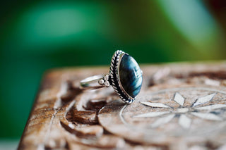 Chunky Labradorite Silver Ring, Non Tarnish Silver Plated Womens Ring, Boho Ring Ethnic Style Jewellery