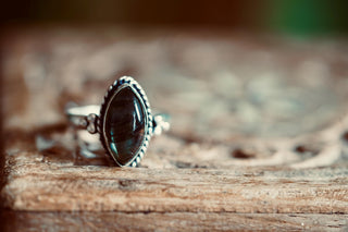 Chunky Labradorite Silver Ring, Non Tarnish Silver Plated Womens Ring, Boho Ring Ethnic Style Jewellery