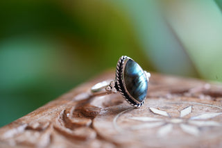 Chunky Labradorite Silver Ring, Non Tarnish Silver Plated Womens Ring, Boho Ring Ethnic Style Jewellery