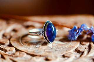 Chunky Amethyst Silver Ring, Non Tarnish Silver Plated Women's Ring, Boho Ring Ethnic Style Jewellery