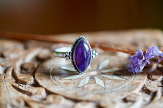 Chunky Amethyst Silver Ring, Non Tarnish Silver Plated Women's Ring, Boho Ring Ethnic Style Jewellery