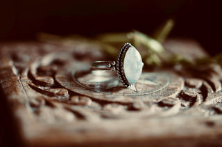 Chunky Moonstone Silver Ring, Non Tarnish Silver Plated Women's Ring, Boho Ring Ethnic Style Jewellery