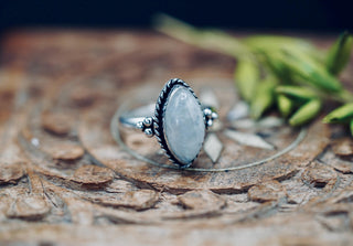 Chunky Moonstone Silver Ring, Non Tarnish Silver Plated Women's Ring, Boho Ring Ethnic Style Jewellery