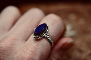 Chunky Lapis Lazuli Silver Ring, Non Tarnish Silver Plated Women's Ring, Boho Ring Ethnic Style Jewellery