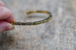 Engraved Brass Cuff Bracelet | Boho Statement Bangle | Adjustable Brass Bracelet | Tribal Inspired Jewellery | Gift for Her