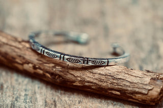 Engraved Silver Cuff Bracelet | Boho Statement Bangle | Adjustable Brass Bracelet | Tribal Inspired Jewellery | Gift for Her