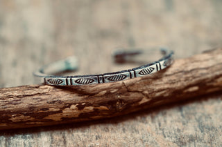 Engraved Silver Cuff Bracelet | Boho Statement Bangle | Adjustable Brass Bracelet | Tribal Inspired Jewellery | Gift for Her