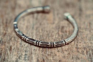 Engraved Silver Cuff Bracelet | Boho Statement Bangle | Adjustable Brass Bracelet | Tribal Inspired Jewellery | Gift for Her