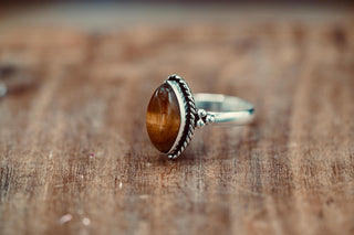 Chunky Tiger Eye Silver Ring, Non Tarnish Silver Plated Women's Ring, Boho Ring Ethnic Style Jewellery