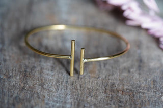 Minimalist Brass Bangle Bracelet, Open Cuff Bracelet, Gold Tone Armlet, Modern Statement Jewellery, Boho Bracelet for Women