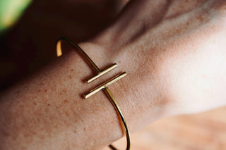 Minimalist Brass Bangle Bracelet, Open Cuff Bracelet, Gold Tone Armlet, Modern Statement Jewellery, Boho Bracelet for Women