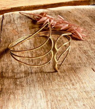 Angel Wing Brass Cuff Bracelet, Wing Bangle, Boho Statement Bracelet, Brass Arm Cuff, Alternative Jewellery, Gold Tone Bracelet