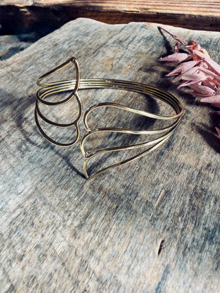 Angel Wing Brass Cuff Bracelet, Wing Bangle, Boho Statement Bracelet, Brass Arm Cuff, Alternative Jewellery, Gold Tone Bracelet