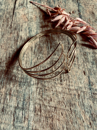 Angel Wing Brass Cuff Bracelet, Wing Bangle, Boho Statement Bracelet, Brass Arm Cuff, Alternative Jewellery, Gold Tone Bracelet
