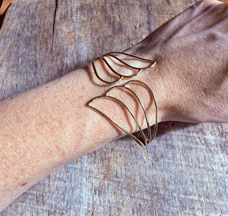 Angel Wing Brass Cuff Bracelet, Wing Bangle, Boho Statement Bracelet, Brass Arm Cuff, Alternative Jewellery, Gold Tone Bracelet