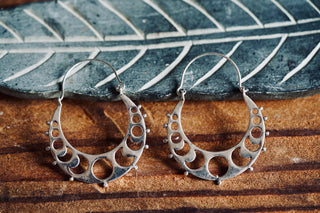 Silver Moon Phase Hoop Earrings, Celestial Hoops, Witchy Hoops, Witchy Gift for Her, Goddess Earrings