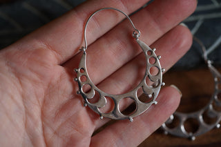 Silver Moon Phase Hoop Earrings, Celestial Hoops, Witchy Hoops, Witchy Gift for Her, Goddess Earrings