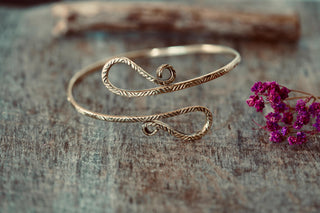 Boho Brass Spiral Cuff Bracelet Engraved Patterns– Adjustable Arm Cuff, Statement Arm Bracelet