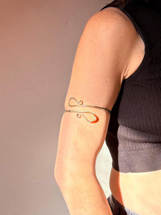 Boho Brass Spiral Cuff Bracelet Engraved Patterns– Adjustable Arm Cuff, Statement Arm Bracelet