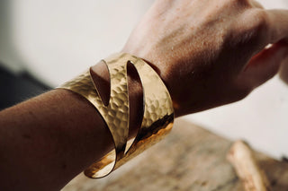 Hammered Brass Cuff Bracelet | Wide Statement Bracelet | Boho Brass Bangle | Textured Open Cuff | Statement Jewellery | Kaali Boutique