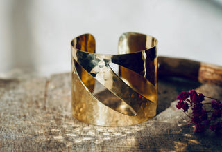 Hammered Brass Cuff Bracelet | Wide Statement Bracelet | Boho Brass Bangle | Textured Open Cuff | Statement Jewellery | Kaali Boutique