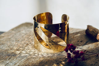Hammered Brass Cuff Bracelet | Wide Statement Bracelet | Boho Brass Bangle | Textured Open Cuff | Statement Jewellery | Kaali Boutique