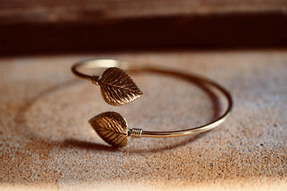 Leaf Bangle Bracelet, Brass Bangle, Botanical Bracelet, Boho Jewellery, Nature Inspired Bracelet, Statement Cuff, Gift for Her