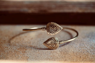 Leaf Bangle Bracelet, Brass Bangle, Botanical Bracelet, Boho Jewellery, Nature Inspired Bracelet, Statement Cuff, Gift for Her