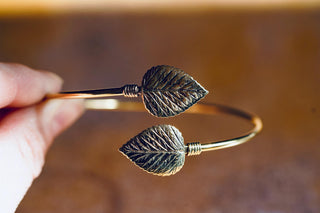 Leaf Bangle Bracelet, Brass Bangle, Botanical Bracelet, Boho Jewellery, Nature Inspired Bracelet, Statement Cuff, Gift for Her