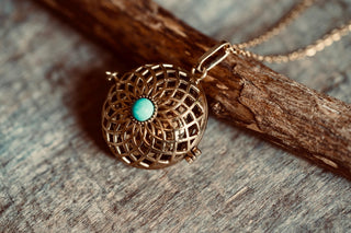 Turquoise Bola Necklace for Pregnant Woman, Baby Shower Gift, Gift Box Option, Musical Necklace