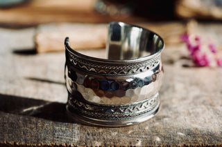 Silver Hammered Cuff Bracelet, Wide Boho Silver Cuff, Textured Statement Bracelet, Tribal Inspired Jewellery, Adjustable Cuff