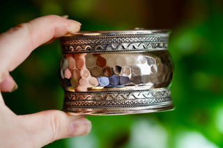 Silver Hammered Cuff Bracelet, Wide Boho Silver Cuff, Textured Statement Bracelet, Tribal Inspired Jewellery, Adjustable Cuff