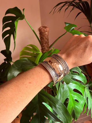 Silver Hammered Cuff Bracelet, Wide Boho Silver Cuff, Textured Statement Bracelet, Tribal Inspired Jewellery, Adjustable Cuff