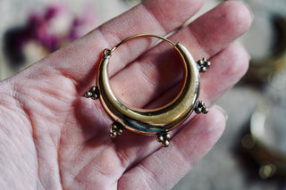Gold Chunky Hoop Earrings, Multiple Size Beaded Hoop Earrings, Ethnic Hoop Earrings, Boho Statement Earrings