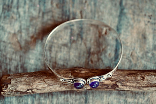 Amethyst Silver Cuff Bracelet, Spiritual Bracelet, Boho Silver Bangle, Statement Cuff, Feminine Jewellery, Gift for Her