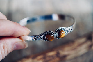 Tiger Eye Silver Bracelet, Birthstone Bracelet, Spiritual Bracelet, Boho Silver Bangle, Statement Cuff, Feminine Jewellery, Gift for Her