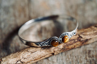 Tiger Eye Silver Bracelet, Birthstone Bracelet, Spiritual Bracelet, Boho Silver Bangle, Statement Cuff, Feminine Jewellery, Gift for Her