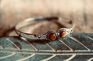 Tiger Eye Silver Bracelet, Birthstone Bracelet, Spiritual Bracelet, Boho Silver Bangle, Statement Cuff, Feminine Jewellery, Gift for Her