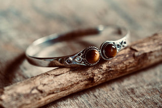 Tiger Eye Silver Bracelet, Birthstone Bracelet, Spiritual Bracelet, Boho Silver Bangle, Statement Cuff, Feminine Jewellery, Gift for Her
