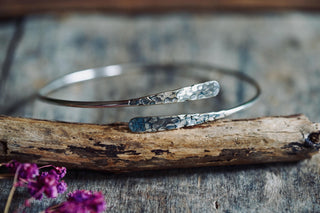Hammered Silver Arm Bracelet / Boho / Tribal / Spiral / Bangle/ Ethnic / Rustic / Bohemian / Hippie / Body jewellery / Psy / Adjustable