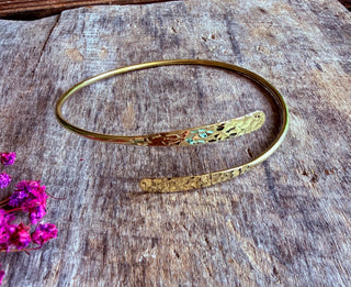 Hammered Brass Arm Bracelet / Boho / Tribal / Spiral / Bangle/ Ethnic / Rustic / Bohemian / Hippie / Body jewellery / Psy / Adjustable